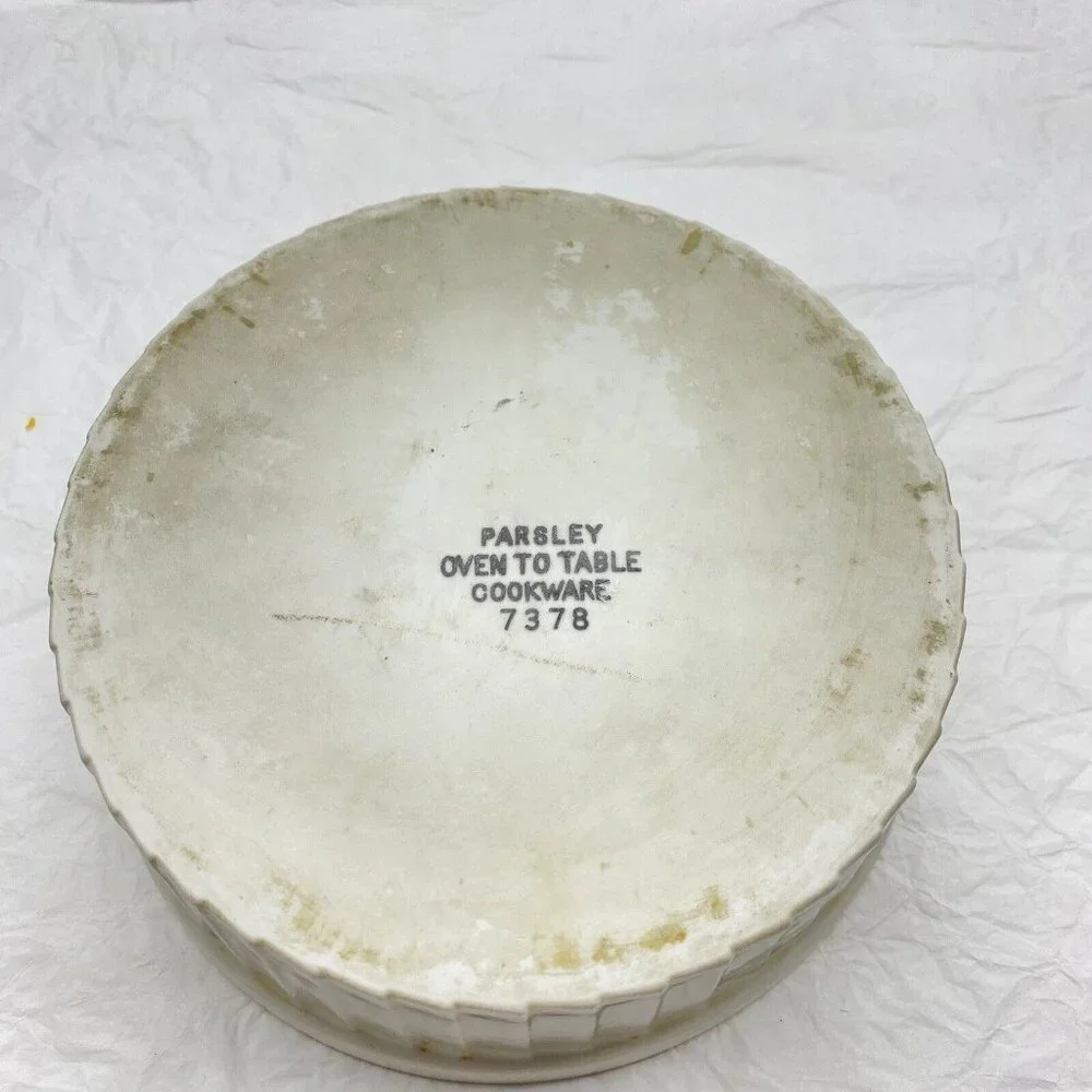 Vintage Andrea By Sadek Parsley Souffle Casserole Set Of 2 Oven To Table No Lids